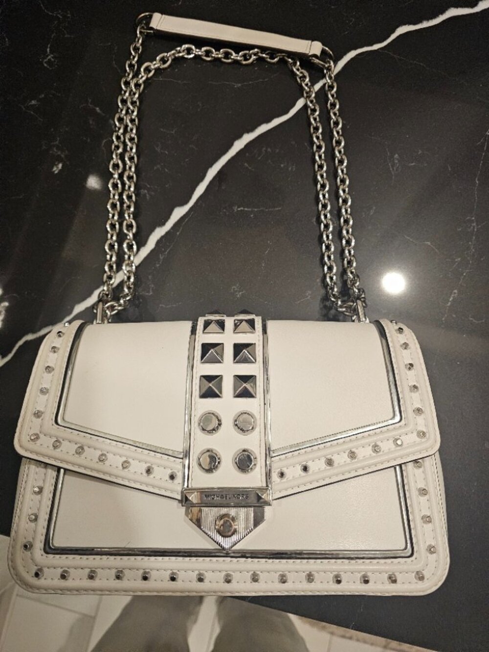 Michael Kors White Leather Studded Purse